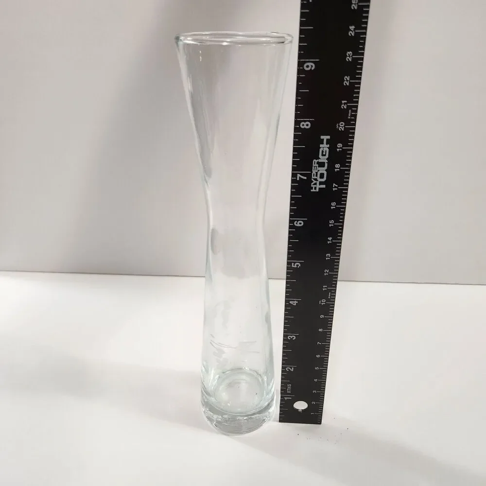 VTG Blown Glass Bud Vase Grape Etched 9.5” Tall Crystal